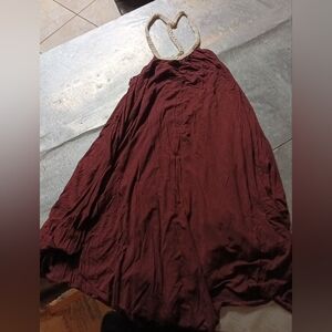 POL Woman's Handkerchief Hem Woven Halter Dress NWT Size Small Burgundy